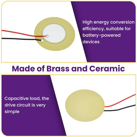Piezo Disc Transducer Set With Wires 32Pcs 4 Sizes 20Mm 27Mm 35Mm 41Mm For Acoustic Guitar Drum Triggers And Other Acoustic Instruments High Sensitivity Contact Microphone Pickups made of brass and ceramic