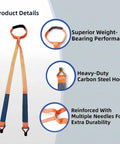 Heavy Duty Forklift Battery Lifting Sling With 12 Inch Wire Hook And Round Ring, Vinyl Coated Hooks, detailed view