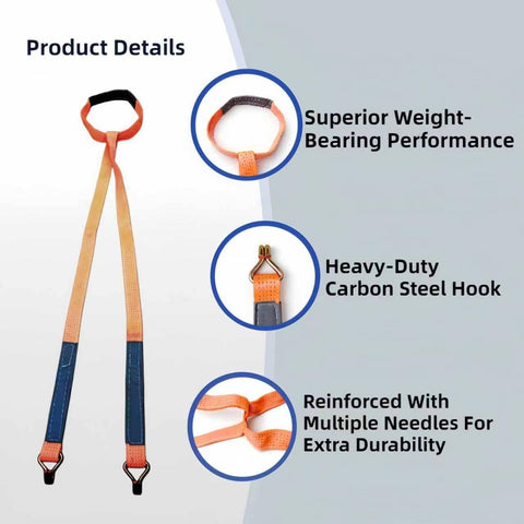 Heavy Duty Forklift Battery Lifting Sling With 12 Inch Wire Hook And Round Ring, Vinyl Coated Hooks, detailed view