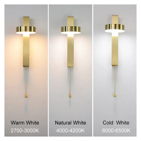 Sleek Modern Wall Sconce With Solid Aluminum Frame And Ace Led Bulbs showcasing Warm, Natural, and Cold White light options.