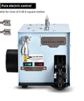 Electric Cold Press Terminal Crimper Machine With Interchangeable Die Sets For Fast One Second Wiring And Continuous Crimping Operations To Boost Electrical Project Productivity, side view with motor and control buttons.