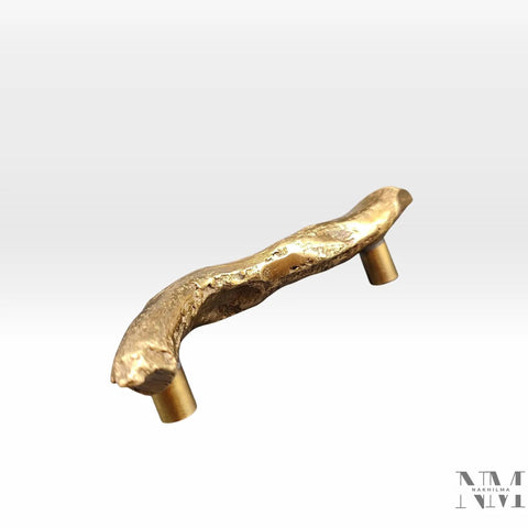 Branch Shaped Cabinet Handle Dope Farmhouse Vibe Solid Brass Drawer Pull With Antique Gold Finish, Rustic Wood Look Hardware