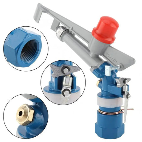Heavy Duty Zinc Alloy 1 Inch Nozzle Gun With 360 Degree Adjustable Rotating Sprayer close-up of nozzle components and controls.