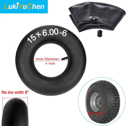 Beefy Heavy Duty Inner Tube For 15x6.00-6 Tires With TR13 Straight Valve Stem Fits Lawn Mowers, Yard Tractors, ATVs, 2 Pack
