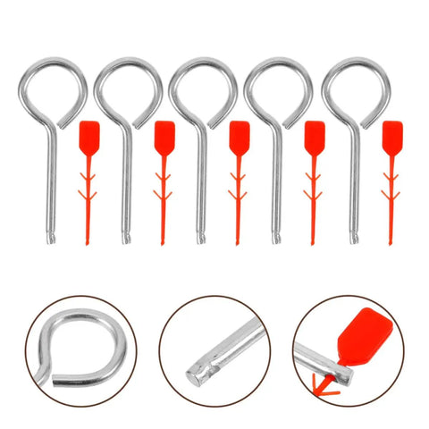 Premium Fire Extinguisher Pin Set With Red Tamper Seals For Home And Office Vehicle Safety Locks, metal pins and seals shown.