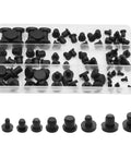 90 Piece Silicone Rubber Hole Plugs Kit With Vacuum Caps In 9 Sizes Flexible Sealing Stoppers Perfect For Powder Coating Bottles Bathtub Pipes And DIY Projects Multi-Purpose Black Stuff in clear organizer box