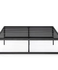 Queen Size Metal Platform Bed Frame With Reinforced Steel Slat Support And Absolutely No Box Spring Required No Sweat Assembly Heavy Duty Durable Mattress Foundation Built Like A Tank, steel slat design shown.