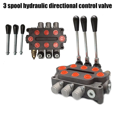 Heavy Duty 3 Spool Hydraulic Directional Control Valve With 25 GPM At 3000 PSI For Small Tractors Loaders And Log Splitters