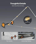 16 Inch Pressure Washer Undercarriage Cleaner Kit with 4000 PSI Stainless Steel Surface Cleaner, shown cleaning driveway and undercarriage.