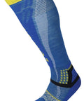 Unisex Ski Mountaineering Eco Sock With Merino Wool And Recycled Nylon Cushioned Tall Fit in blue, size large, side view