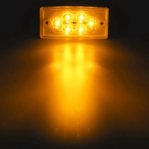 Freightliner Cab Marker Light Kit With Five Amber Rectangular Six LED Roof Top Markers And Two Teardrop Amber Sleeper Markers 15 LED