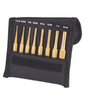 Brass Drive Pin Punch Set With Knurled Grip In Protective Fabric Pouch, 4 Inch Length, Includes 1/16 to 5/16 Inch Punches