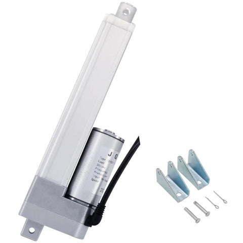 12V High Speed Linear Actuator With 6 Inch Stroke, 66 Lbs Load, IP54 Waterproof, mounting brackets visible