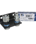 Two TL Topline TL23B-2 1/2 in hydraulic quick-connect couplers on a mounting bracket; flat-face, heavy-duty steel