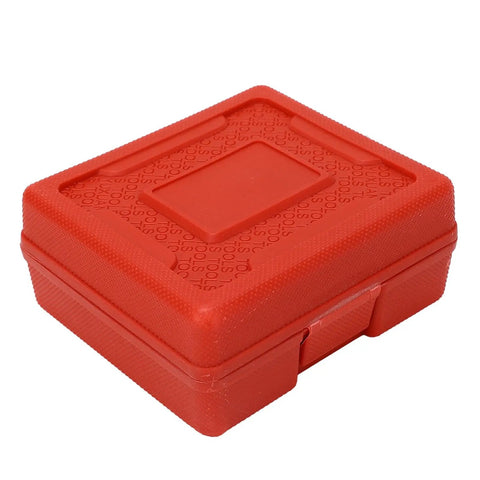 Red portable storage box for High-Strength E-Type Torx Socket Set Kit With One Quarter, Three Eighths, And One Half Inch Sockets.
