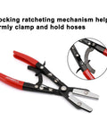 Three Piece Ratcheting Hose Pinch Off Pliers Set 8 10 12 Inch Locking Hose Pinchers for Radiator Coolant with red handles