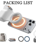Phone Camera Grip With Light And Wireless Remote, Magnetic Ring, LED Selfie Light, bags and rings for iPhone and Android