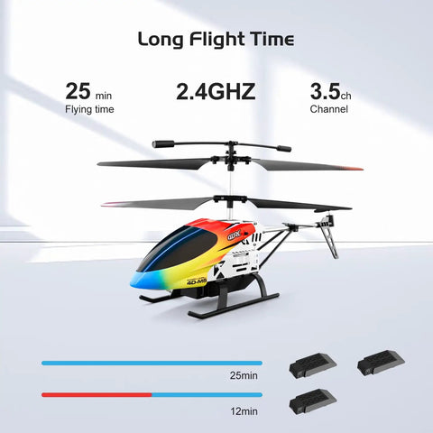 Image of M5 RC Helicopter For Kids And Beginners With Altitude Hold, 2 Batteries for up to 30 Minutes of Flight on a white background.