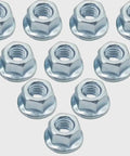 Solid As Nails Chainsaw Bar Nuts 13MM Replacement Side Cover Hardware 10 Pack showing durable steel fasteners in hex shape.