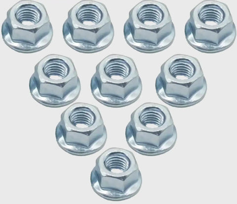 Solid As Nails Chainsaw Bar Nuts 13MM Replacement Side Cover Hardware 10 Pack showing durable steel fasteners in hex shape.