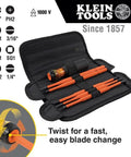 Insulated 8 In 1 Screwdriver Set With Interchangeable Blades For Electrical And General Repairs in black pouch