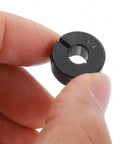 Sixteen Pack Split Shaft Collar Set One Piece Clamp With One Quarter Inch Bore Eleven Sixteenth Inch OD Five Sixteenth Inch Thick Black Oxide Steel Set Screw Lock Heavy Duty Machine Shaft Hardware, close-up