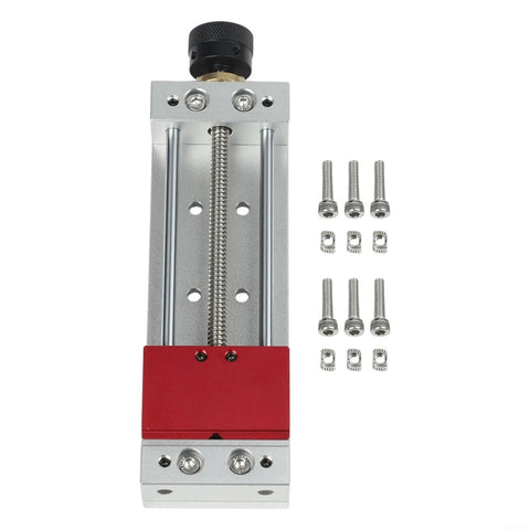 CNC Vise For Drilling And Engraving Tools With Grooved PCB Fixing Table Aluminum Alloy Body Double Guide Rod Clamping System LTY 59100 Mini Vise Kit, front view with screws
