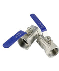 Rock Solid Stainless Steel BSP Female Thread Ball Valve Featuring Slick Rotating Handle And Zero Drip Leak Proof Seal Ideal For Heavy Duty Plumbing And Fast Piping Upgrades with blue handle details.