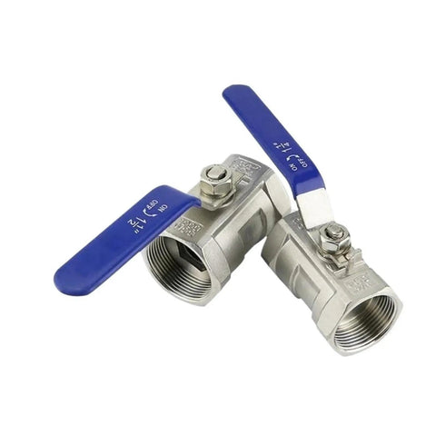 Rock Solid Stainless Steel BSP Female Thread Ball Valve Featuring Slick Rotating Handle And Zero Drip Leak Proof Seal Ideal For Heavy Duty Plumbing And Fast Piping Upgrades with blue handle details.