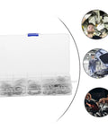 150 Piece Stainless Steel Snap Rings C Clip Retaining Ring Kit For Shafts in plastic case with installation scenes