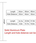 Dimensions and side view of Heavy Duty Push Pull Door Handle with customization options for length and hole distance in red copper.