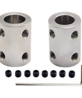Stainless Steel Shaft Coupler 8mm To 10mm, Zero Backlash Rigid Coupler, 2 Pack For 3D Printers CNC Machines And Robotics, Precise Torque Transmission, Durable Motion Transfer, with set screws and hex key
