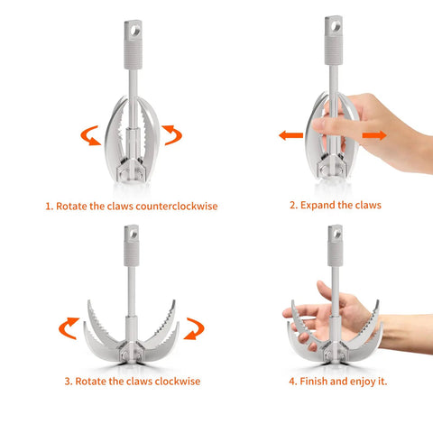 Grappling Hook With Four Claw Tips Beefy Heavy Duty Stainless Steel Carabiner For Camping Hiking - assembly steps