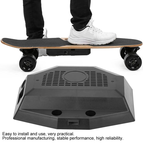 Beefy Electric Skateboard Controller Box For DIY Builds, Durable Plastic Enclosure With Easy Install, shown with skateboard