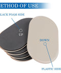 8 Pack Large Furniture Sliders For Carpet And Hardwood Floors 9.5 By 5.75 In Moving Pads top view, showing black foam and plastic sides.