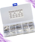 All-In-One Retaining Ring Kit For Shafts, 400 Stainless Steel E Rings M1.5 To M15, oil resistant set in a clear case