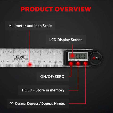 Must Have Digital Angle Finder Tool For Woodworking 7 Inch 200 Mm Stainless Steel With Case Digital Protractor overview