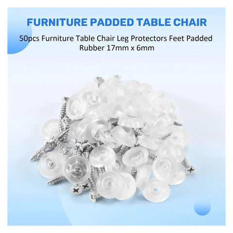 Pile of 200Pcs Screw On Rubber Feet With Stainless Steel Washers For Furniture Tables And Chairs Legs 17mm Diameter 6mm Thick