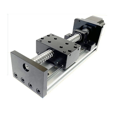 High Precision Linear Rail And Ball Screw Assembly With Stepper Motor, featuring robust steel guide rails for CNC projects.