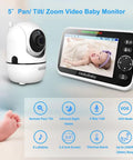 Seriously Solid No Wifi Baby Monitor Camera And Audio With Super Crisp Five Inch Screen, Smooth Pan And Tilt Control, Crystal Clear Two Way Talk, Totally Hassle Free Setup, Plus All Day Battery Power, showing monitor and camera.