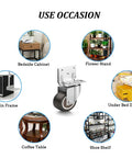Ultra Smooth One Inch Side Mount Casters With Nifty L Plate Swivel Design, easy setup for bedside cabinet and coffee table use.