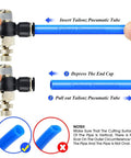 Three Pack Push To Connect Air Line Fittings With Ninety Degree Elbow And Air Flow Control Valve One Quarter Inch Tube Outer Diameter connection guide