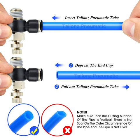 Three Pack Push To Connect Air Line Fittings With Ninety Degree Elbow And Air Flow Control Valve One Quarter Inch Tube Outer Diameter connection guide