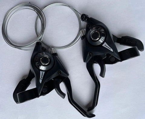 21 Speed Mountain Bike Shifter And Brake Lever Combo For MTB 3x7 Gear Trigger Shifter With Brake Cable shown side by side