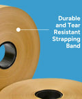Brown Craft Banding Paper Roll 30mm Wide Heavy Duty Strapping Tape For Packaging And Shipping 492ft Long Eco Friendly