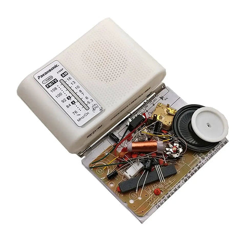 AM FM Radio Kit Parts CF210SP Suite For Ham Radio Gearheads, DIY Build showing open circuit board and components