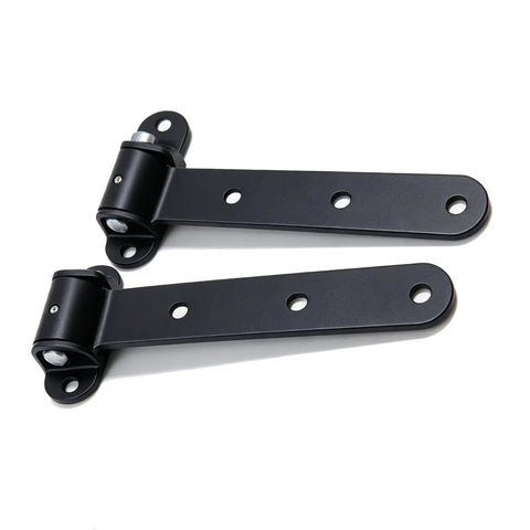 Two Piece Heavy Duty Gate Hinges Set For Wooden Fences And Barn Gates Built Tough 180 Degree Swing Supports Up To 900 Lbs Per Pair Durable Hardware For Yard Gates, black steel