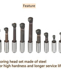 2 Inch Boring Head Set With MT2 Bar For Precision Metal Boring Tools, Includes Nine Pcs One Half Inch Carbide Boring Bars