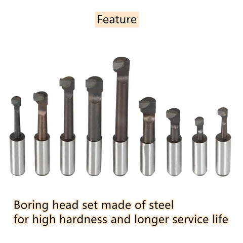 2 Inch Boring Head Set With MT2 Bar For Precision Metal Boring Tools, Includes Nine Pcs One Half Inch Carbide Boring Bars