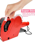 Hand applying Go-To White Price Gun Labels 60 Rolls for MX5500 30000 Pieces Paper Price Tag Labels Stickers on red price gun